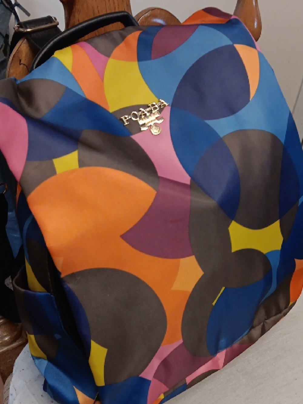 POA-BA Gold Logo Multicolor Circle Print Backpack